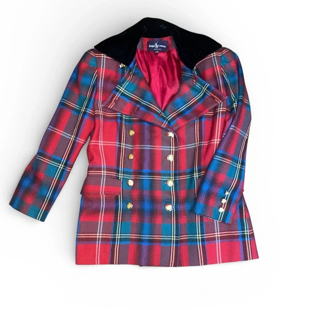 Ralph Lauren vintage 80s rare Tartan blazer size 10 - Picture 1 of 16